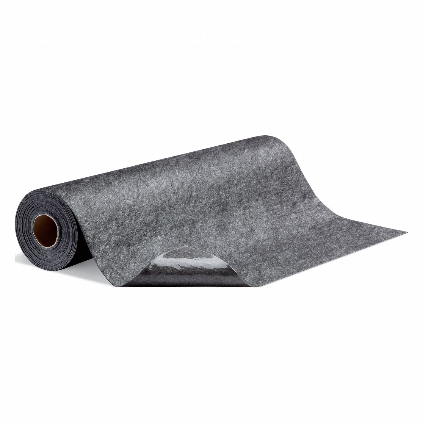 Absorbent Roll: Smooth, 3 ft x 3 ft, 1/8 in Thick, Grease/Oils/Water, Polypropylene, Gray