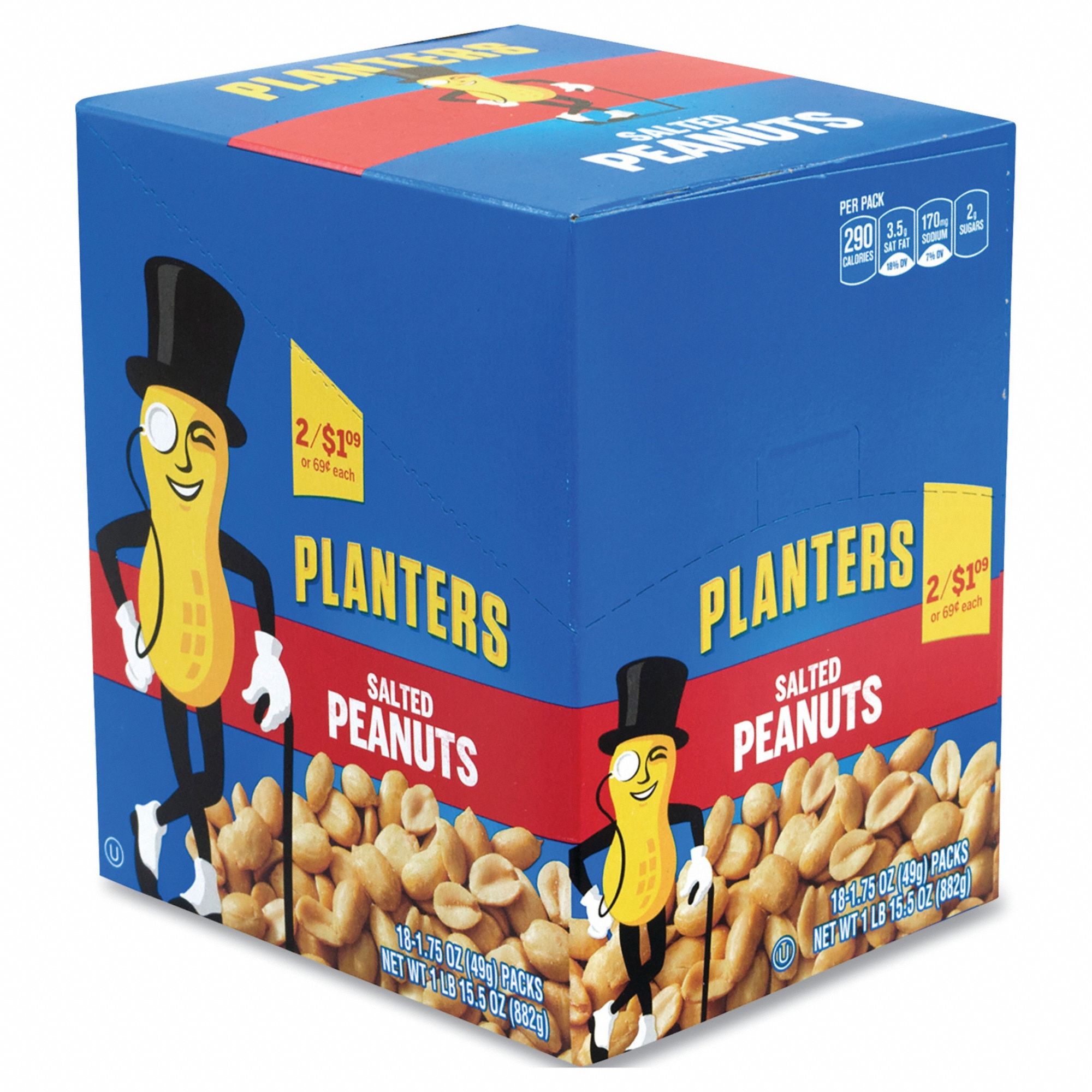 PLANTERS, Salted Peanuts, 1.5 oz Item Size, Nuts - 807CY6|7569 - Grainger