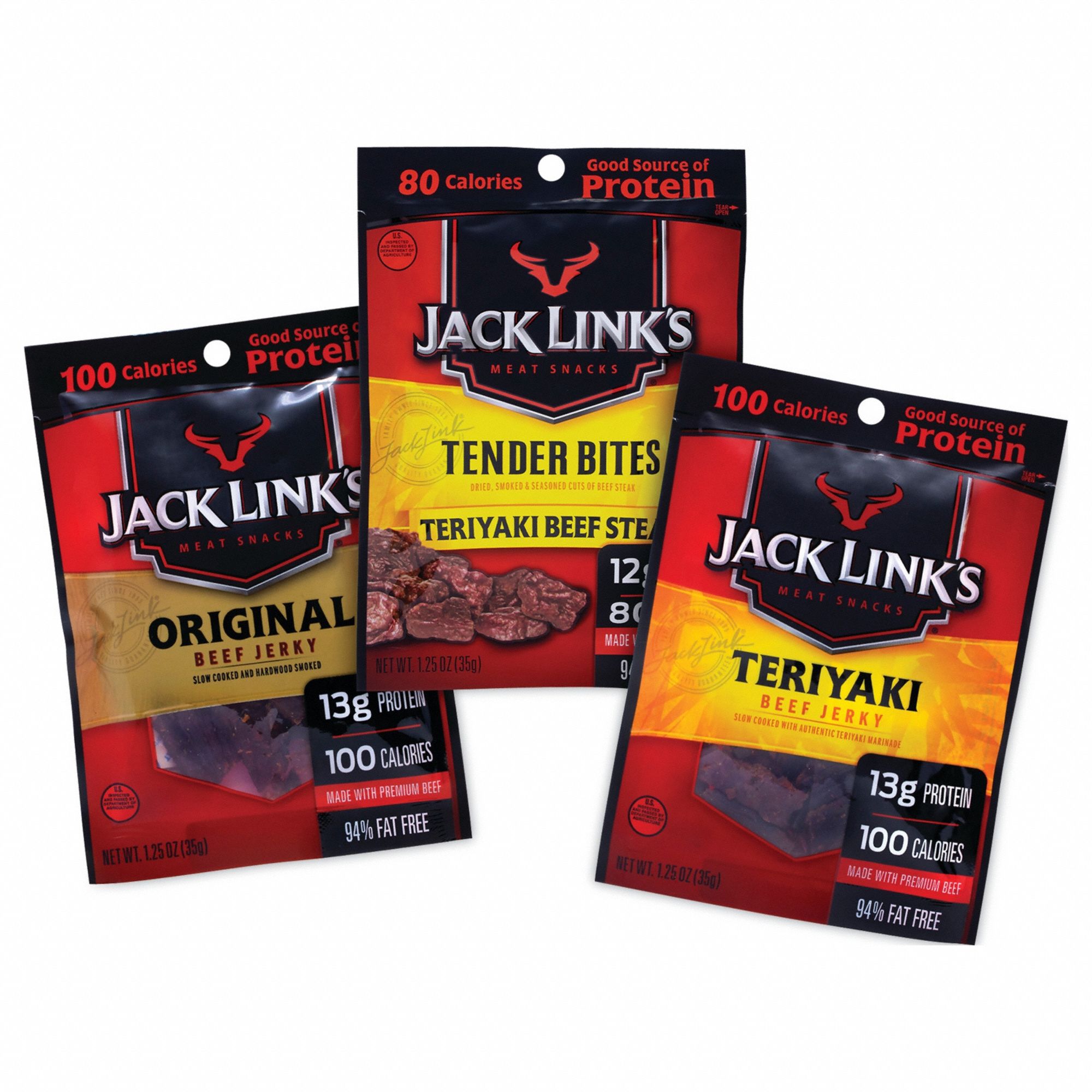 JACK LINKS, Original/Teriyaki, 1.5 oz Item Size, Jerky 807D0631257