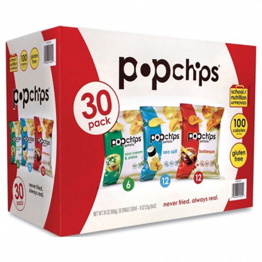 POPCHIPS, BBQ/Seal Salt/Sour Cream & Onion, 0.8 oz Item Size, Potato