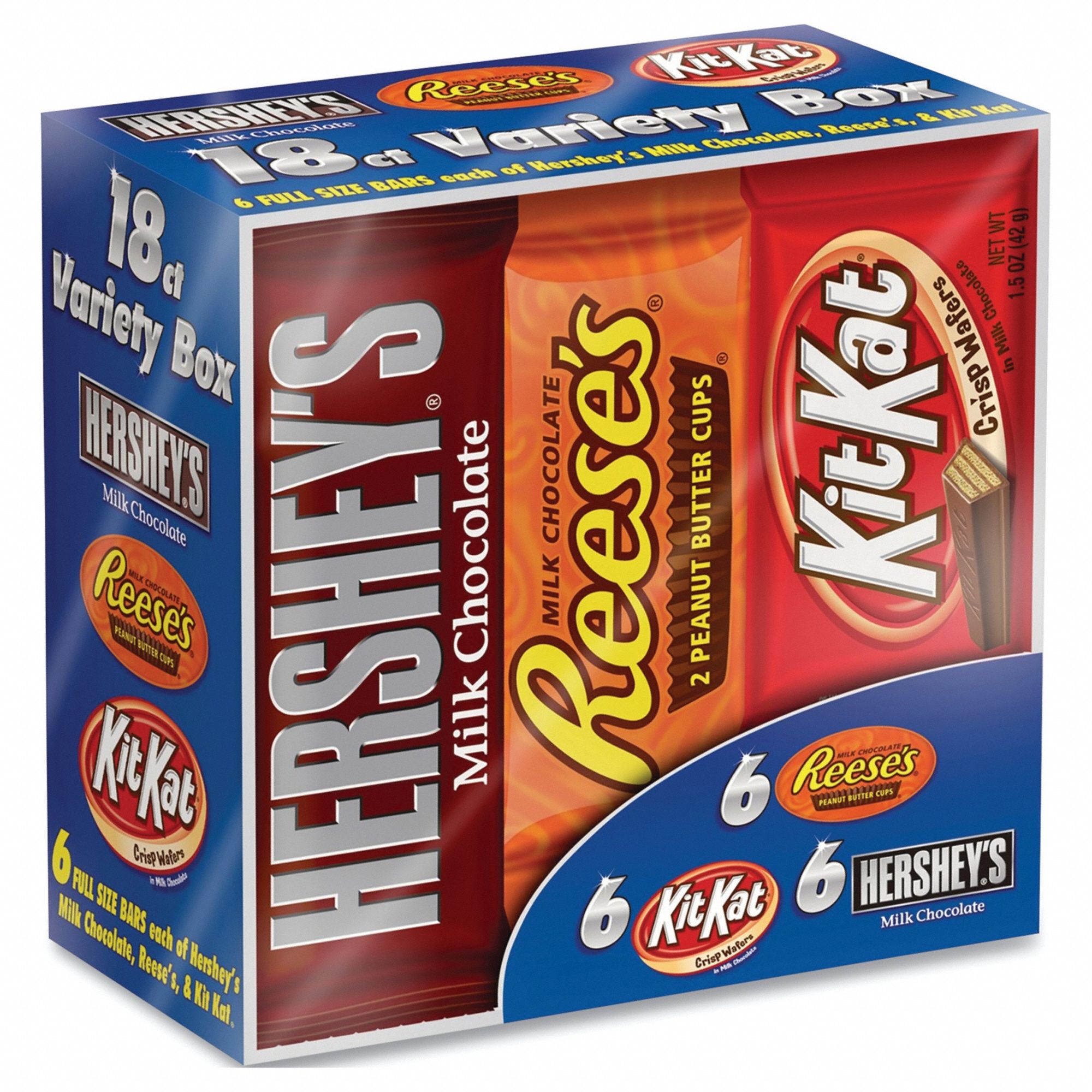 Candy: Hershey®'s Milk Chocolate/Kit Kat®/Reese's® Peanut Butter Cups, 1.5 oz Item Size