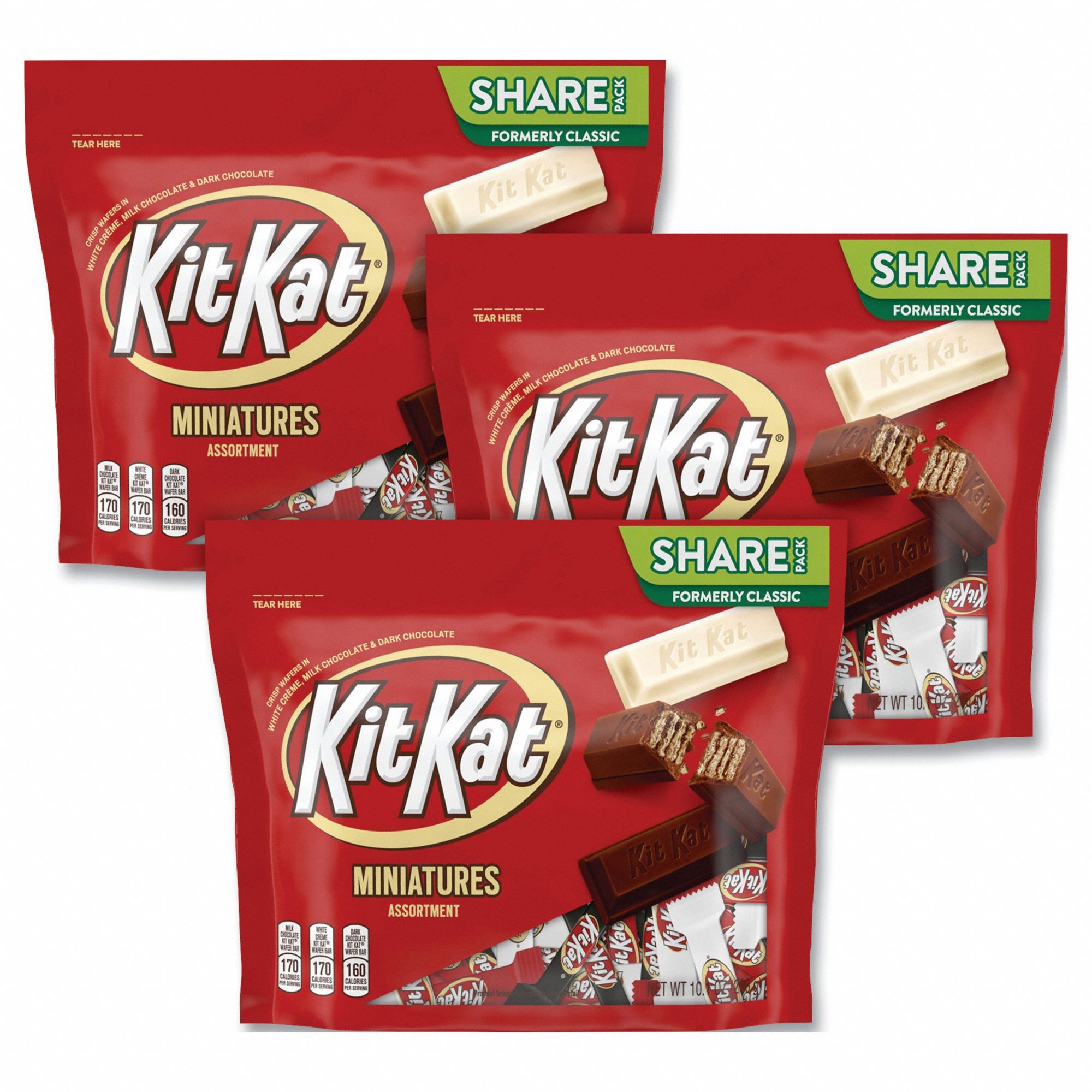KIT KAT, Dark Chocolate/Milk Chocolate/White Creme, 3 Items Per Pack