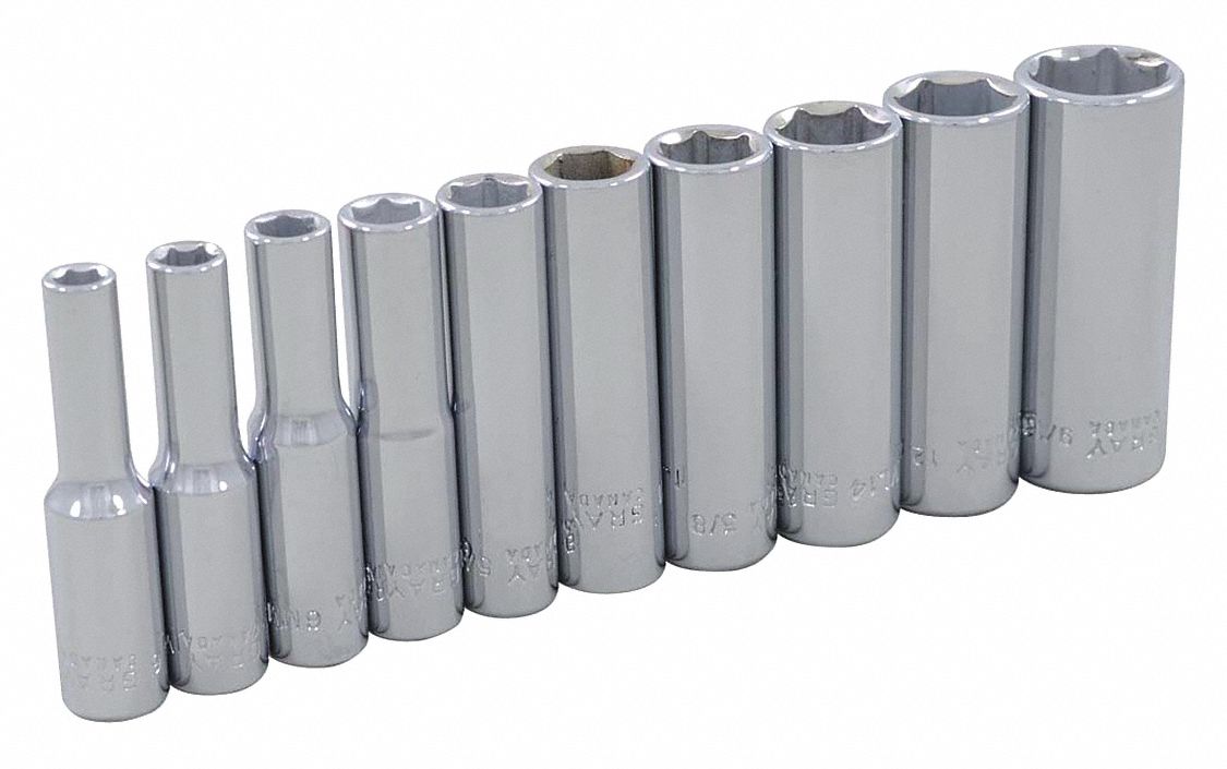 SOCKET SET 1/4IN DR 12 PT 10PC DP S