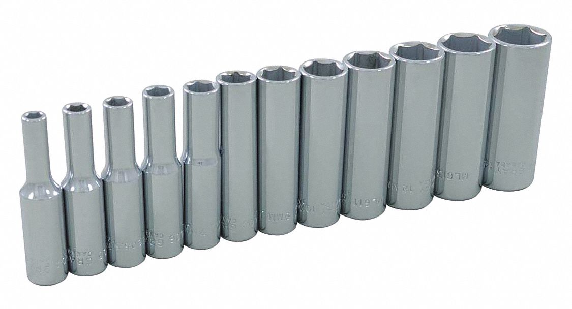 SOCKET SET MET 1/4IN DR 12 PC DEEP