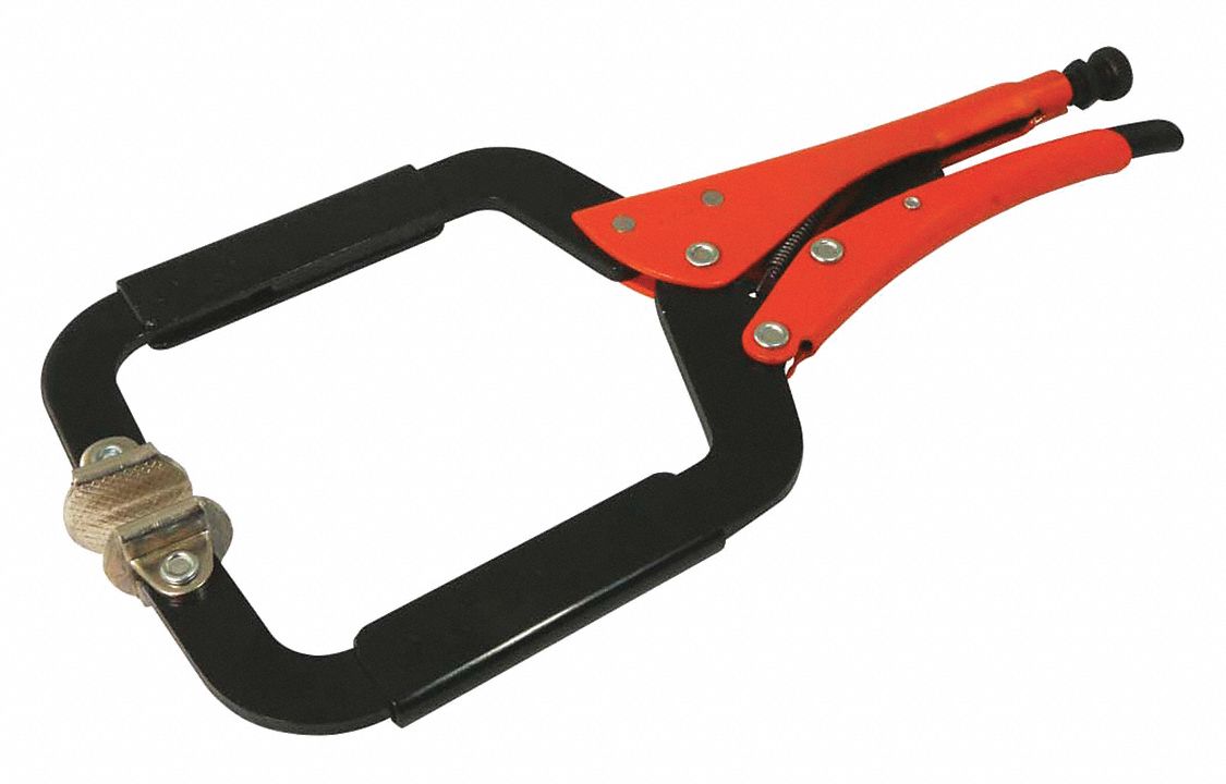 LOCKING C-CLAMP PLIER, SWIVEL PAD, 14 IN