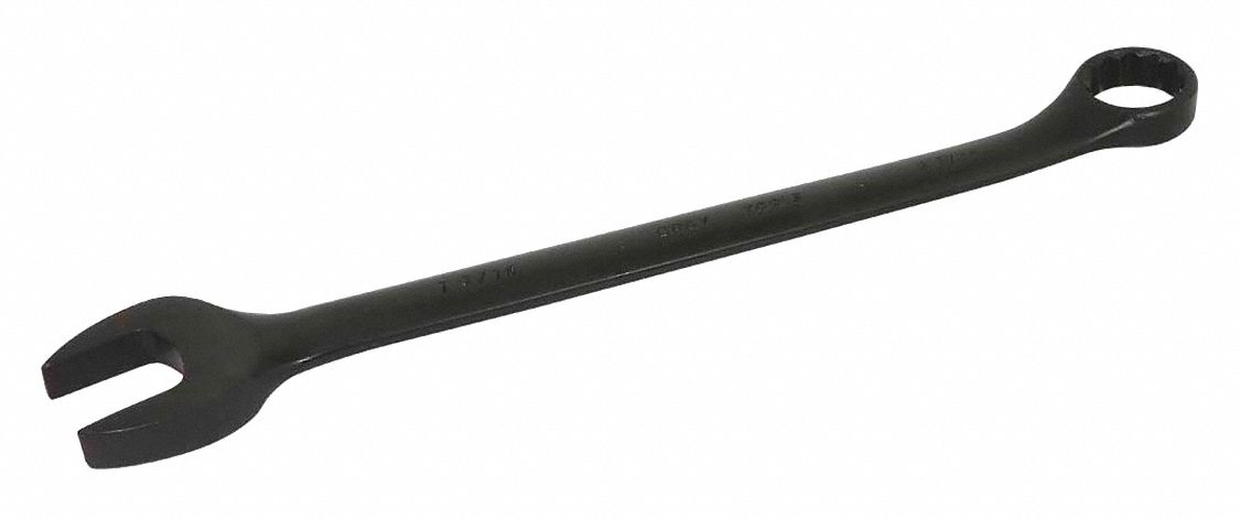 COMBINATION WRENCH, ALLOY STEEL, BLACK 1-PIECE HANDLE, 1 3/16 IN HEAD, SAE, BLACK OXIDE, 15 &deg;  OFFSET, 15⅛ IN L