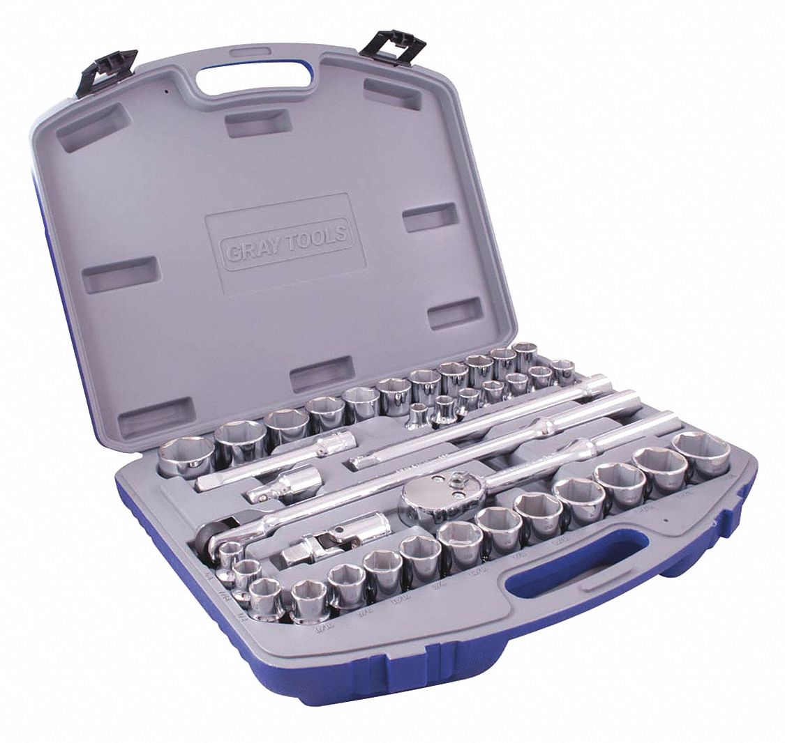 SOCKET SET 6PT SAE/MET 1/2IN