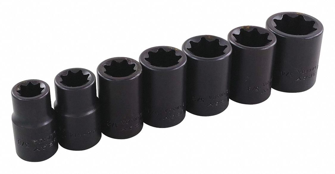 SOCKET SET 1/2IN DR 8PT IMP 7PC REG