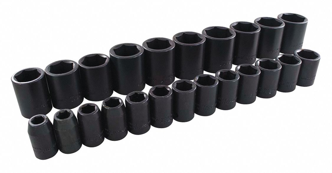 GRAY TOOLS SOCKET SET METRIC,1/2 IN DR,6 POINT,23PC - 1003047 ...