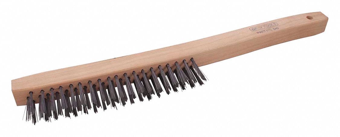 OSBORN SCRATCH BRUSH, ANGLED HANDLE, 3 X 7 ROWS, 7 3/4 IN OAL/1 7/16 IN  BRUSH/7/16 TRIM, STAINLESS/WOOD - Scratch Brushes - OSB54022