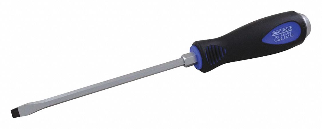 SCREWDRIVER, COMFORT GRIP, HANDLE, 0.08 IN X 25/64 IN TIP, 12¼ IN L X 25/64 IN DIA