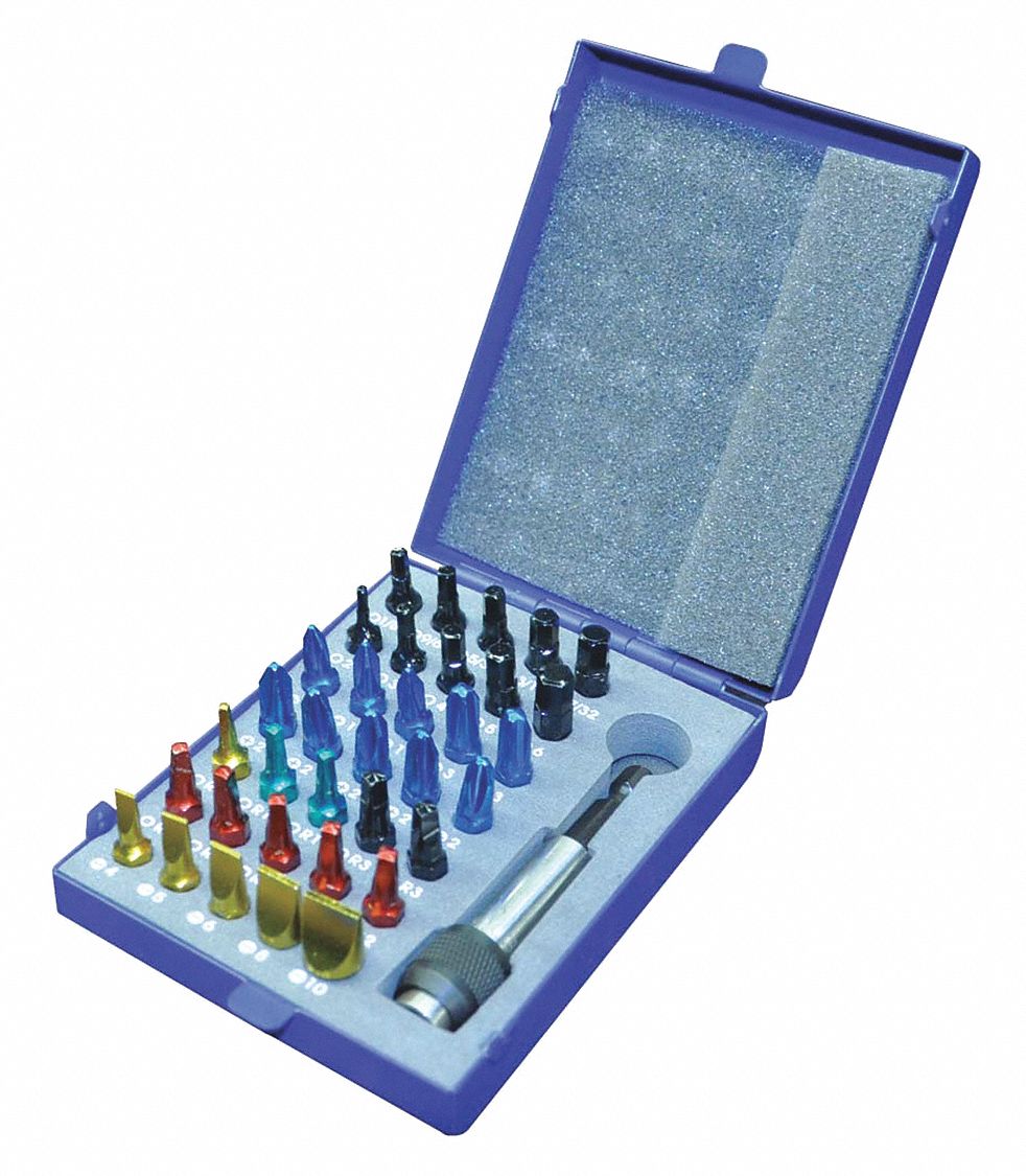 INSERT BIT SET, COLOUR, METAL MAGNETIC CASE, HEX 1/4 IN, STEEL, 36 PCS