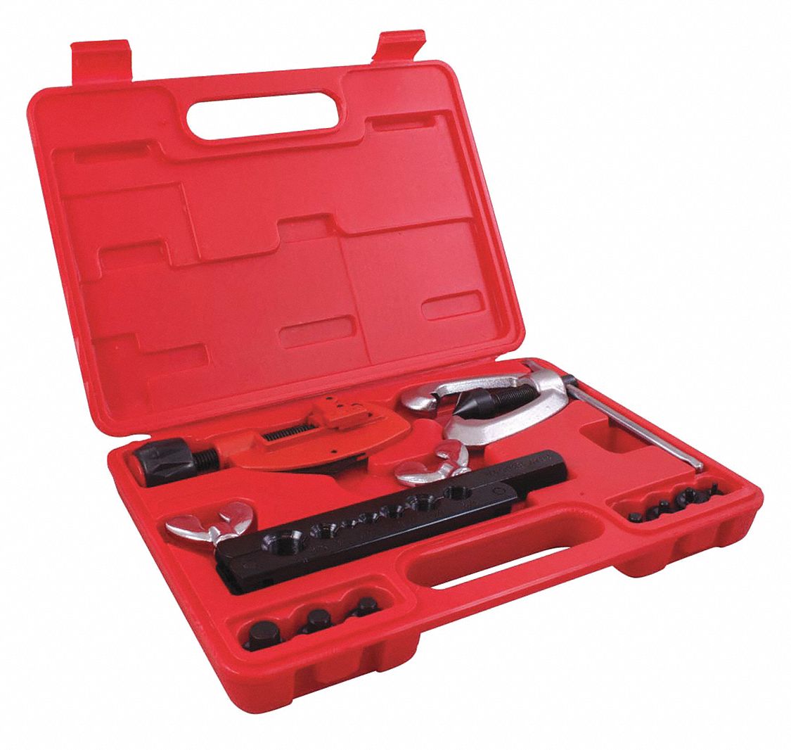 DOUBLE FLARING TOOL SET, FOR ALUMINUM, BRASS, COPPER, MAGNESIUM, SOFT METAL TUBING, STEEL