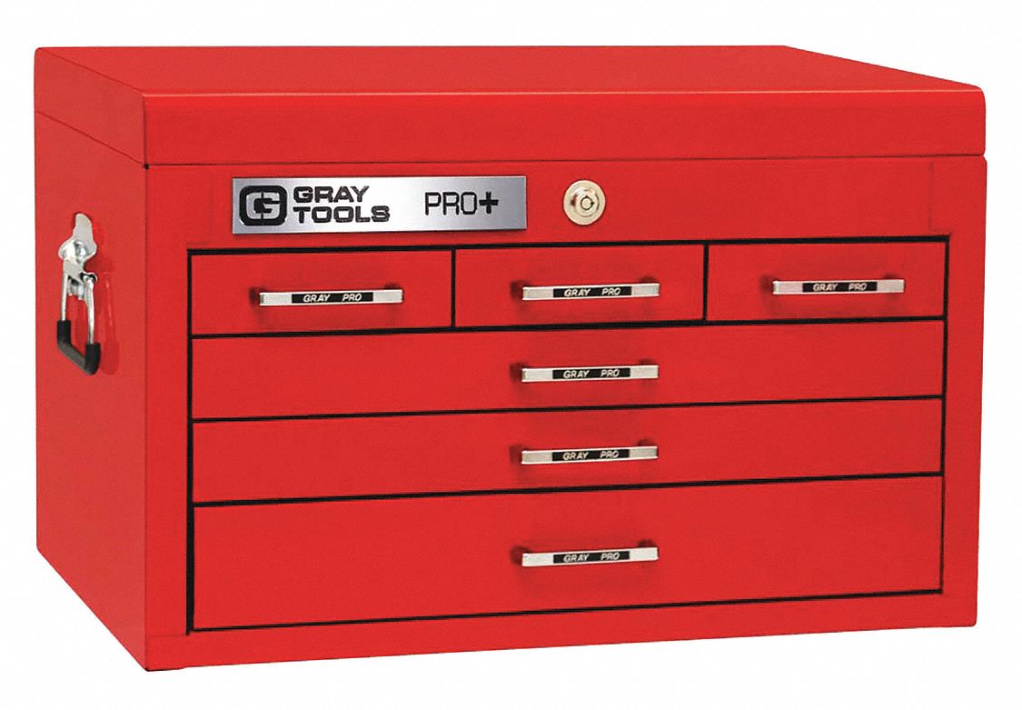 GRAY TOOLS PRO+ SERIES TOP CHEST, 6 DRAWERS, RED, 26 X 16 X 16 1/8