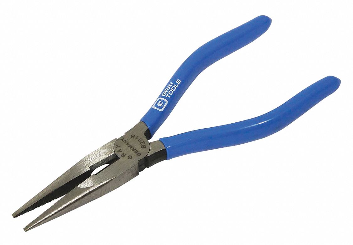 NEEDLE NOSE PLIERS, STRAIGHT, CUTTER, 6 1/4 IN LENGTH, 2 IN JAW, VINYL/STEEL