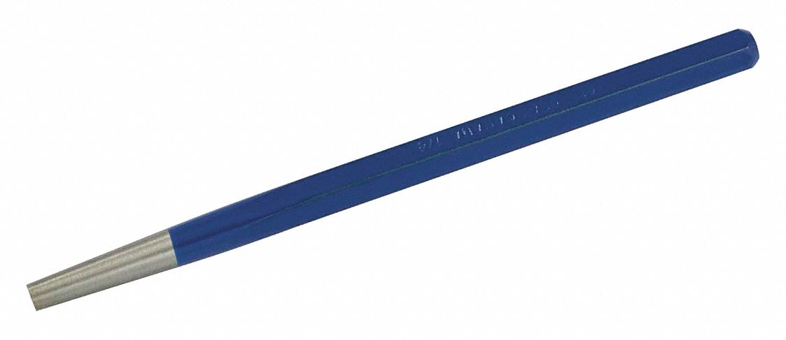 TAPER PUNCH, ¼ IN TIP, METRIC, 6 11/16 IN L X ⅜ IN DIA, 0.2 LB WEIGHT