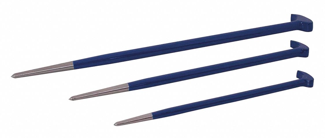 3 PIECE ROLLING HEAD PRY BAR SET, ROYAL BLUE, 11 IN/15 1/4 IN/20 IN, STEEL/NICKEL