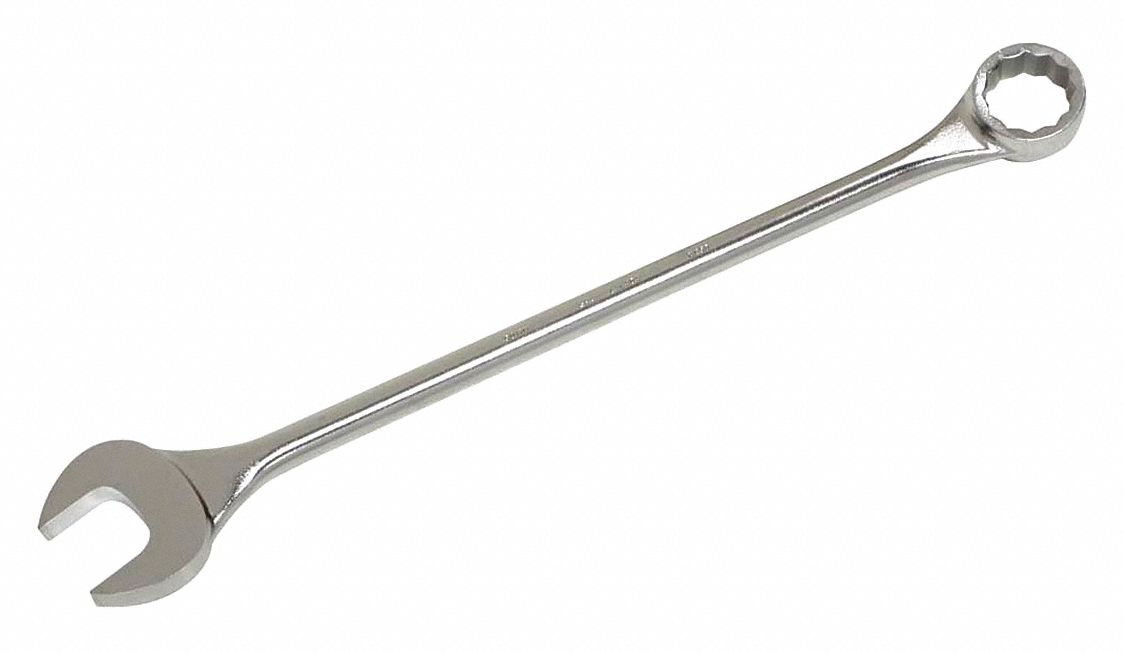 COMBINATION WRENCH, ALLOY STEEL, SILVER 1-PIECE HANDLE, 50 MM HEAD, ⅞ IN HEAD THICKNESS, METRIC, 15 °  OFFSET, 711 MM L