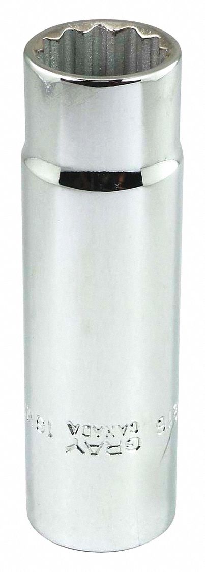 SOCKET 16MMX1/2IN DR 12 PT DP CHROM