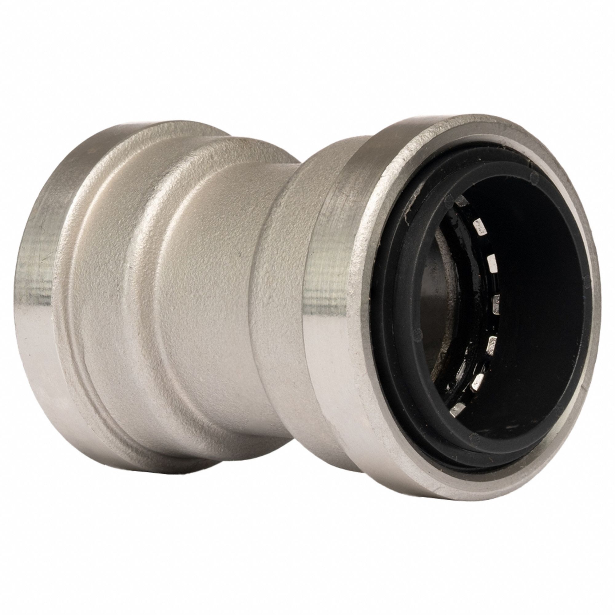 Push-Fit Adapter Fitting: Straight, 1 in OD x 1 in OD Size, Stainless Steel