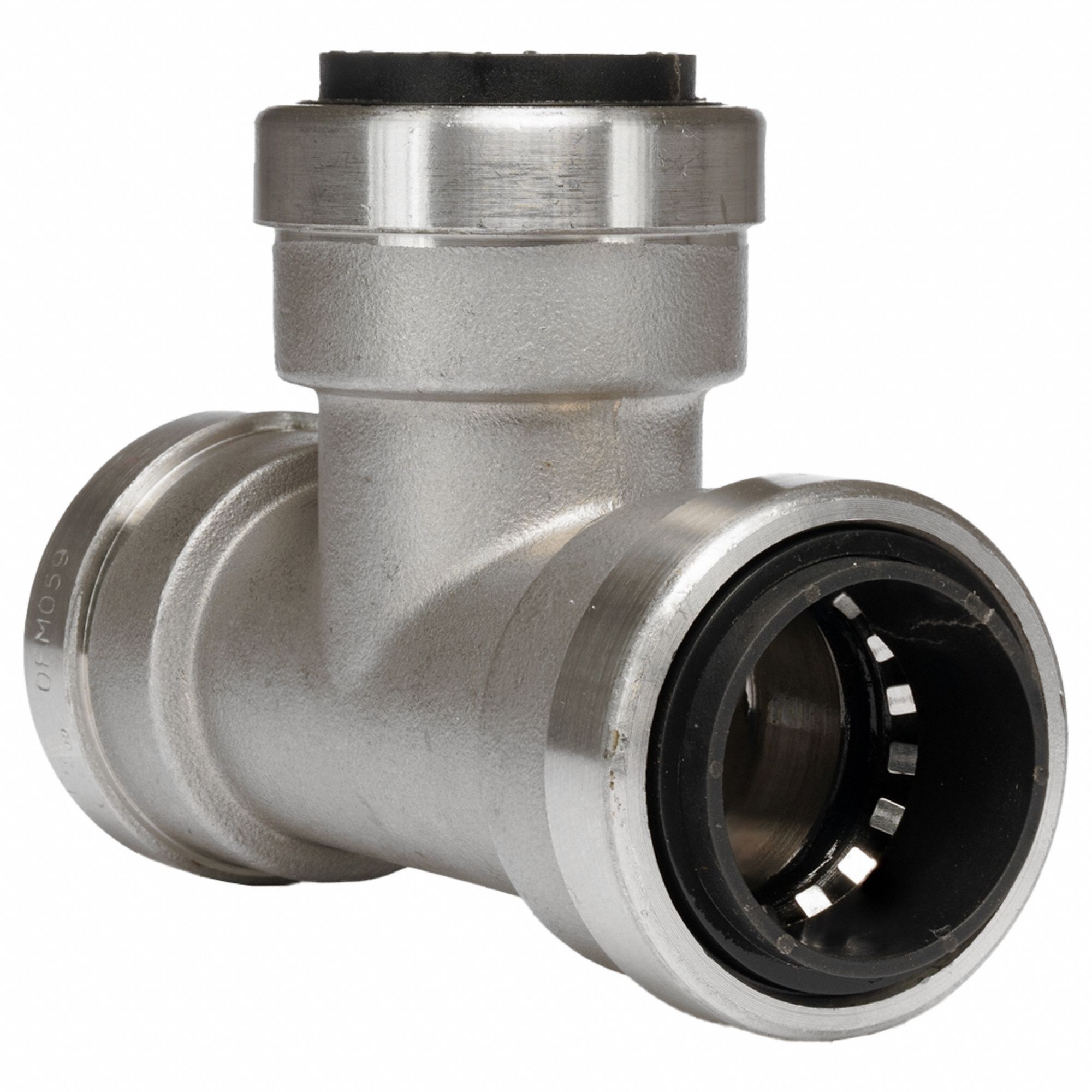 Push-Fit Tee Fitting: 1 in OD x 1 in OD x 1 in OD Size, Stainless Steel, Coupling