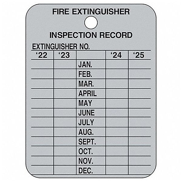 INSPECTION RECORD TAG,FIRE EXT,3"H,PK10