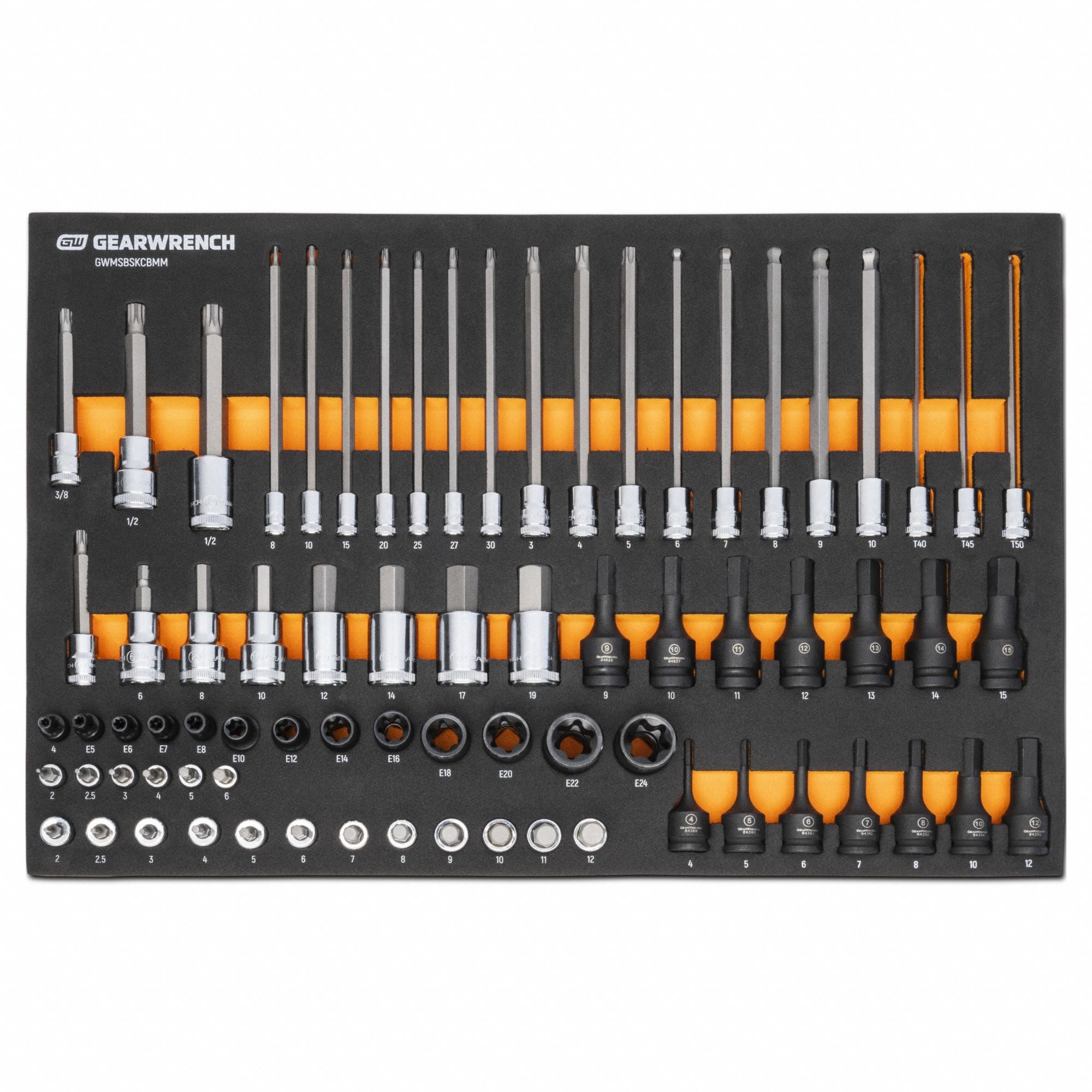 GEARWRENCH: 1/4 in, 3/8 in, 1/2 in Drive, 74 Piece, Metric