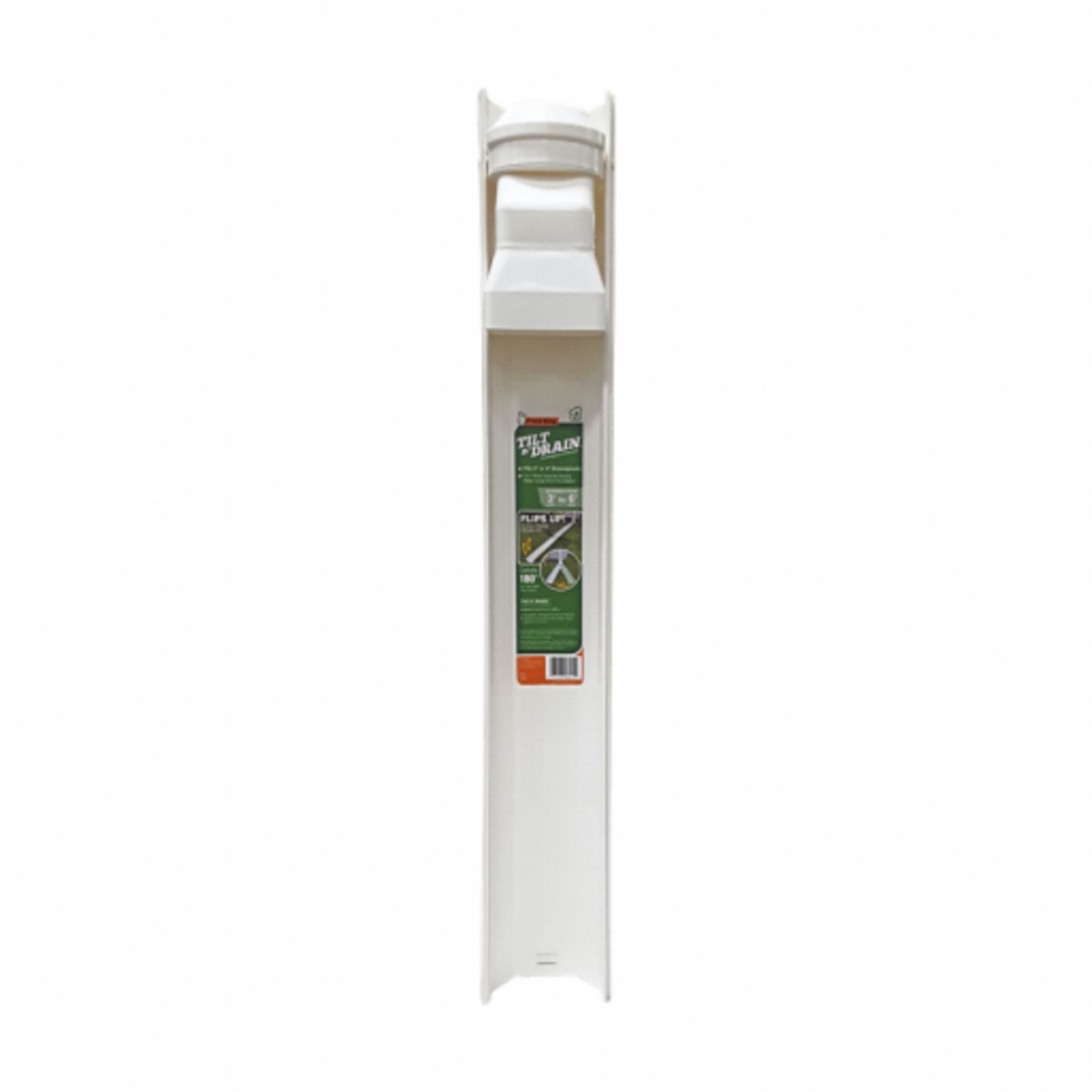 Gutter and Downspout: Tilt and Drain, Vinyl, 6 ft Lg, White, 3 in Downspout/4 in Downspout