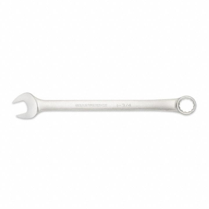 GEARWRENCH Combination Wrench: Alloy Steel, Satin, 1 3/4 in Head Size, 25 1/2 in Overall Lg, Offset (MPN 81820). Key specifications — attr309539: 1-3/4 in; attr309567: Yes; attr324930: GEARWRENCH.