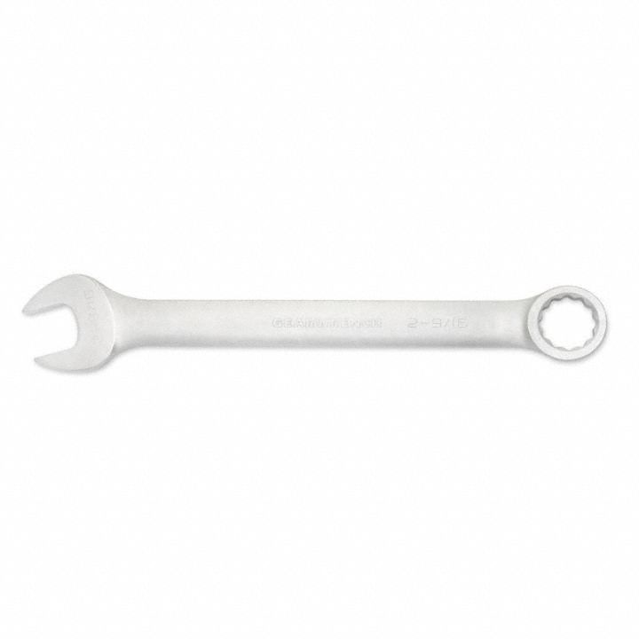 GEARWRENCH Combination Wrench: Alloy Steel, Satin, 2 9/16 in Head Size, 32 in Overall Lg, Offset (MPN 81830). Key specifications — attr309539: 2-9/16 in; attr309567: Yes; attr324930: GEARWRENCH.