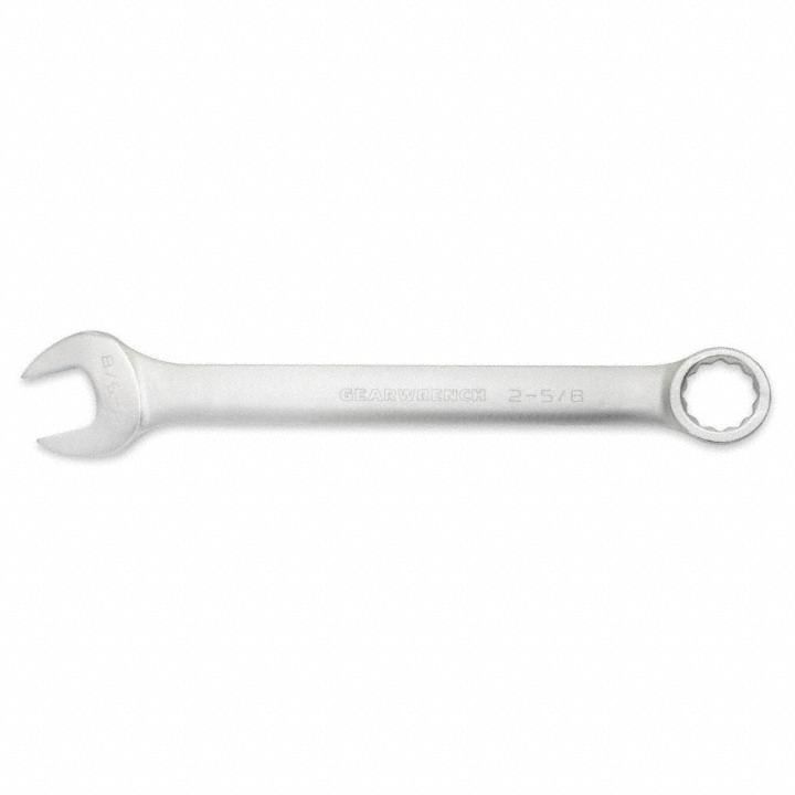 GEARWRENCH Combination Wrench: Alloy Steel, Satin, 2 5/8 in Head Size, 32 in Overall Lg, Offset (MPN 81831). Key specifications — attr309539: 2-5/8 in; attr309567: Yes; attr324930: GEARWRENCH.