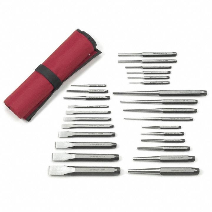 Punch and Chisel Set: 27 Pieces, Cold Chisel, Tool Roll