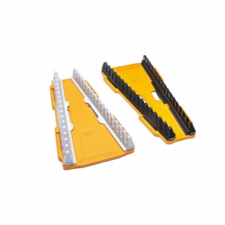 Wrench Rack: Orange, 7 1/2 in Overall Wd, 14 1/2 in Overall Lg, Plastic, Wrenches