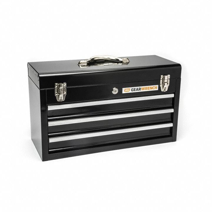 Steel Tool Box Black 20in 3 Drawer