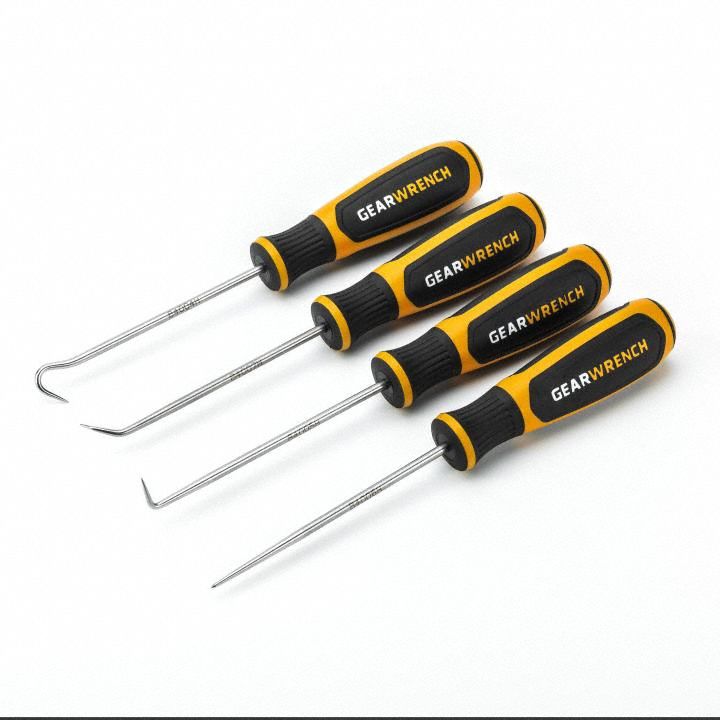 GEARWRENCH Hook/Pick Set: Steel, Hook, Hook Tip (MPN 84040H). Key specifications — attr1004944: GEARWRENCH; attr1016102: Steel; attr1016110: Plastic; attr1016098: Hook/Pick Set; attr1016101: Hook; attr1016108: Ergonomic; attr1034911: Steel.