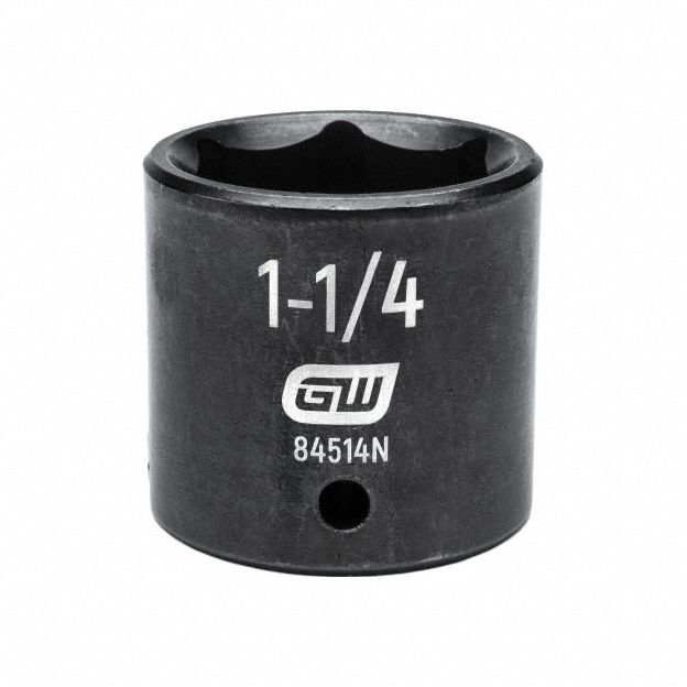 GEARWRENCH General Purpose Impact Sockets: 1/2 in Drive Size, SAE, 1 1/4 in Socket Size, 6-Point (MPN 84514N). Key specifications — attr1215501: GEARWRENCH; attr1215515: Black Oxide; attr1215518: 1-1/4 in.
