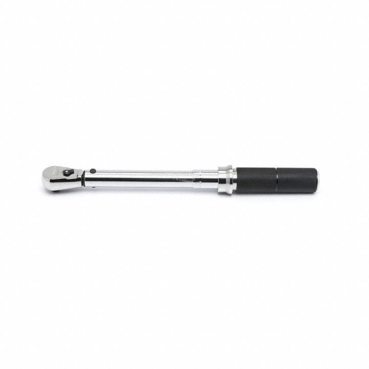 GEARWRENCH Micrometer Torque Wrench: Inch-Pound/Newton-Meter, 3/8 in Drive Size, 14 in Overall Lg (MPN 85061MCERT). Key specifications — attr424280: Not Tether Capable; attr310060: Yes; attr310057: 30 in-lb to 250 in-lb; attr324948: GEARWRENCH.
