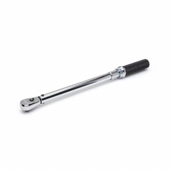 GEARWRENCH Micrometer Torque Wrench: Foot-Pound/Newton-Meter, 3/8 in Drive Size, 18 in Overall Lg (MPN 85062MCERT). Key specifications — attr424280: Not Tether Capable; attr310060: Yes; attr310057: 10 ft-lb to 100 ft-lb; attr324948: GEARWRENCH.