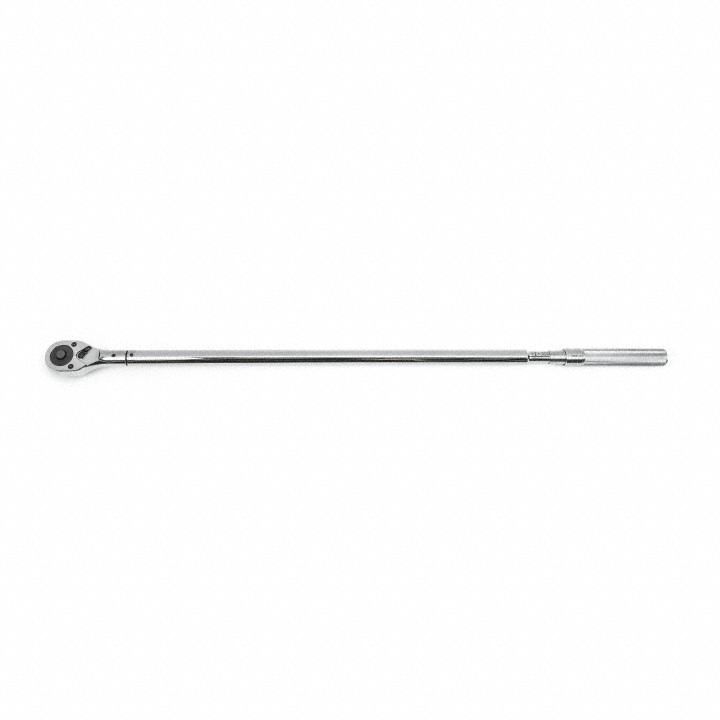GEARWRENCH Micrometer Torque Wrench: Foot-Pound/Newton-Meter, 1 in Drive Size, 49 in Overall Lg (MPN 85067). Key specifications — attr424280: Not Tether Capable; attr310060: Yes; attr310057: 150 ft-lb to 700 ft-lb; attr324948: GEARWRENCH.