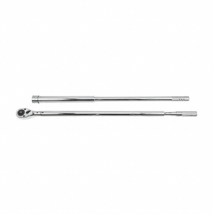 GEARWRENCH Micrometer Torque Wrench: Foot-Pound/Newton-Meter, 1 in Drive Size, 73 in Overall Lg (MPN 85068). Key specifications — attr424280: Not Tether Capable; attr310060: Yes; attr310057: 200 ft-lb to 1000 ft-lb; attr324948: GEARWRENCH.