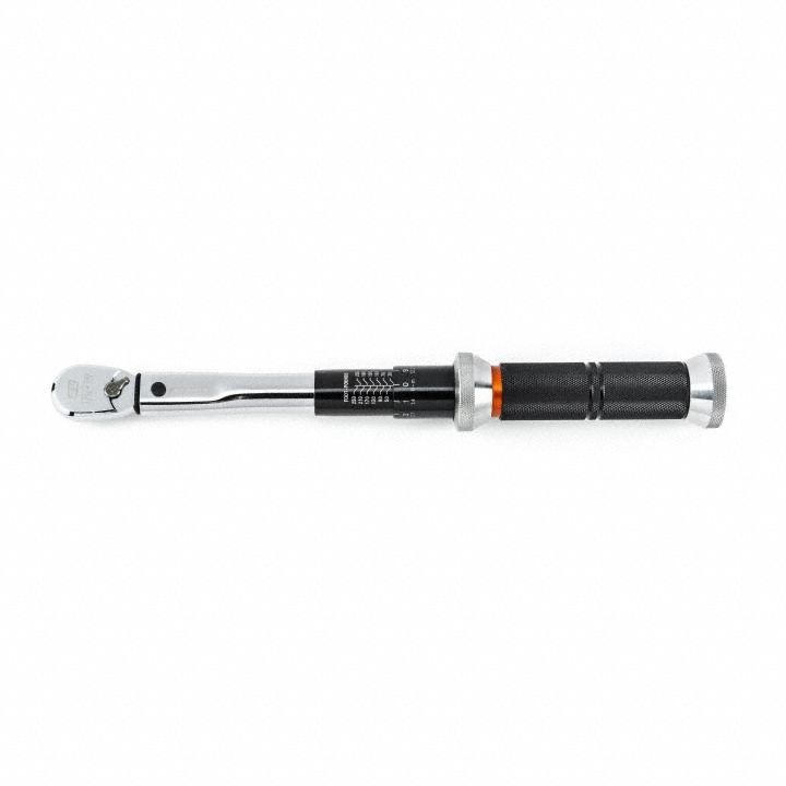 GEARWRENCH Micrometer Torque Wrench: Inch-Pound/Newton-Meter, 3/8 in Drive Size, Std (MPN 85174CERT). Key specifications — attr424280: Not Tether Capable; attr310060: Yes; attr310057: 30 in-lb to 250 in-lb; attr324948: GEARWRENCH.