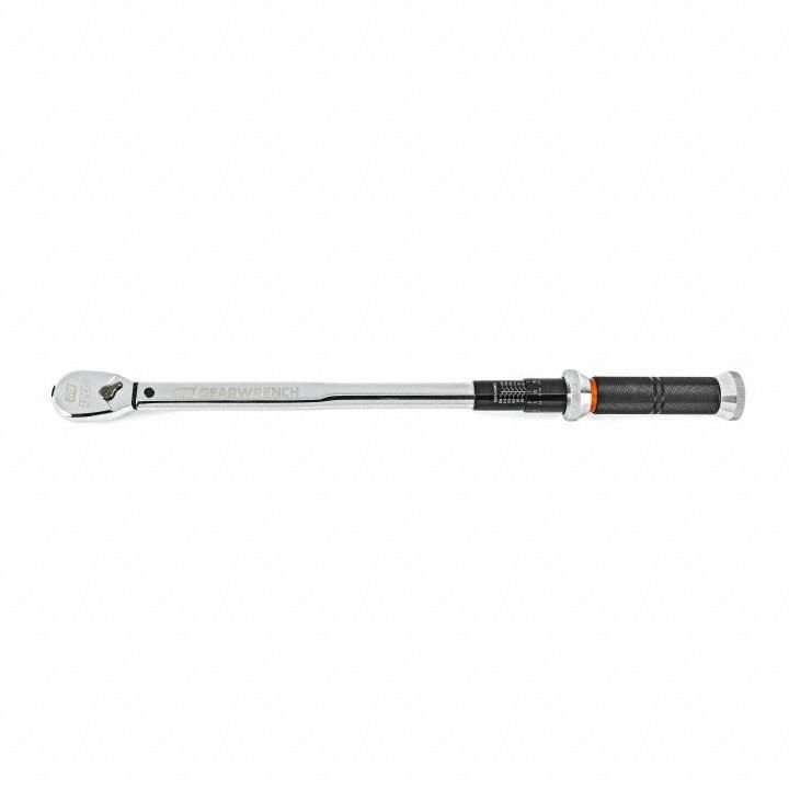 GEARWRENCH Micrometer Torque Wrench: Foot-Pound/Newton-Meter, 1/2 in Drive Size (MPN 85180). Key specifications — attr424280: Not Tether Capable; attr310060: Yes; attr310057: 20 ft-lb to 150 ft-lb; attr324948: GEARWRENCH.