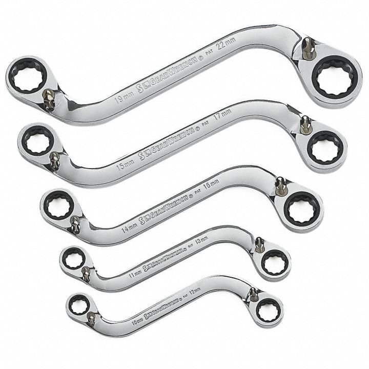 Ratcheting Wrench Set 5pc S-Shape Metric