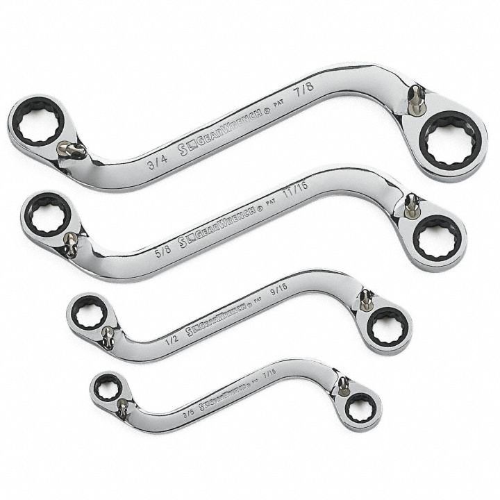 Ratcheting Wrench Set 4 pc S-Shape SAE