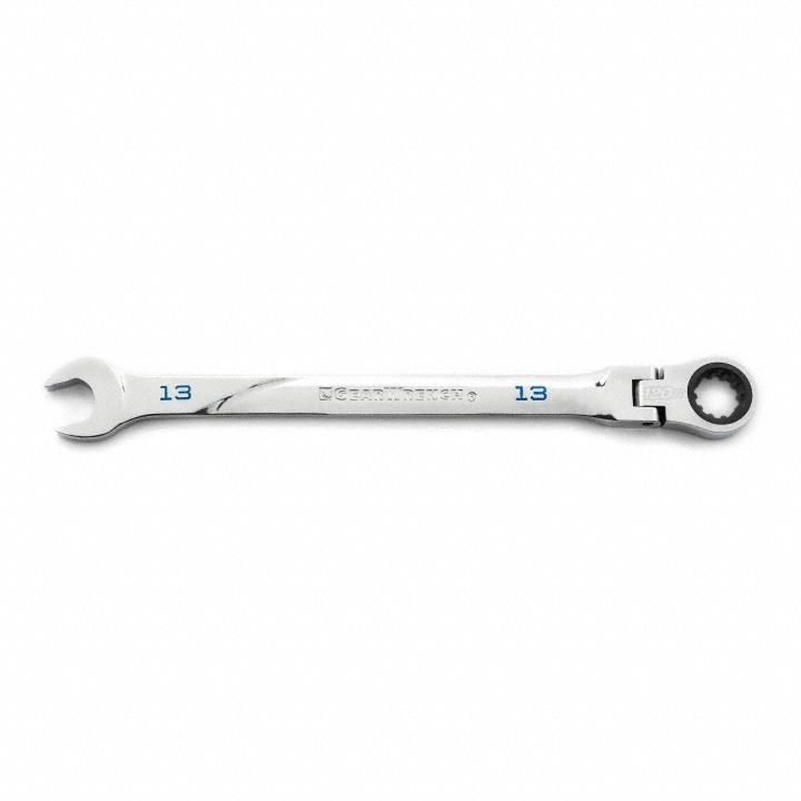 GEARWRENCH Combination Ratcheting Wrench: Alloy Steel, Full Polish Chrome, 13 mm Head Size, Std (MPN 86213). Key specifications — attr309600: 13 mm; attr309611: Full Polish Chrome; attr309610: Alloy Steel; attr309604: Yes; attr309612: No; attr309613: No; attr309615: No; attr324932: GEARWRENCH.