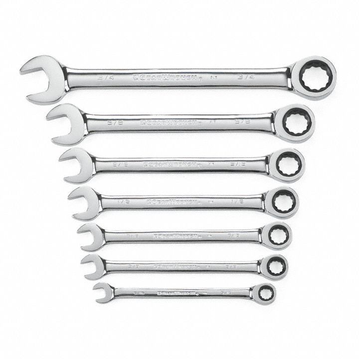Combination Ratcheting Wrench 7 pc. SAE