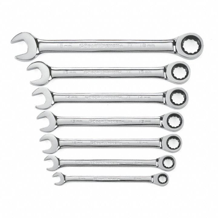 Combination Ratcheting Wrench 7pc Metric