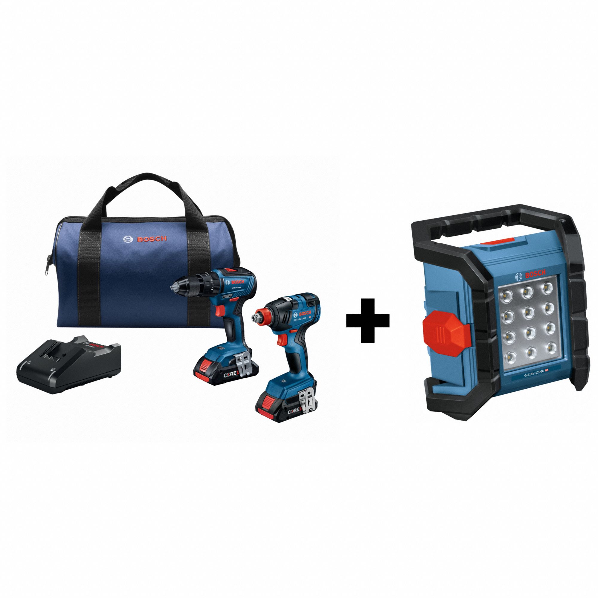 BOSCH, 18 V Volt, 2 Tools, Cordless Tool Combination Kit 384YH2