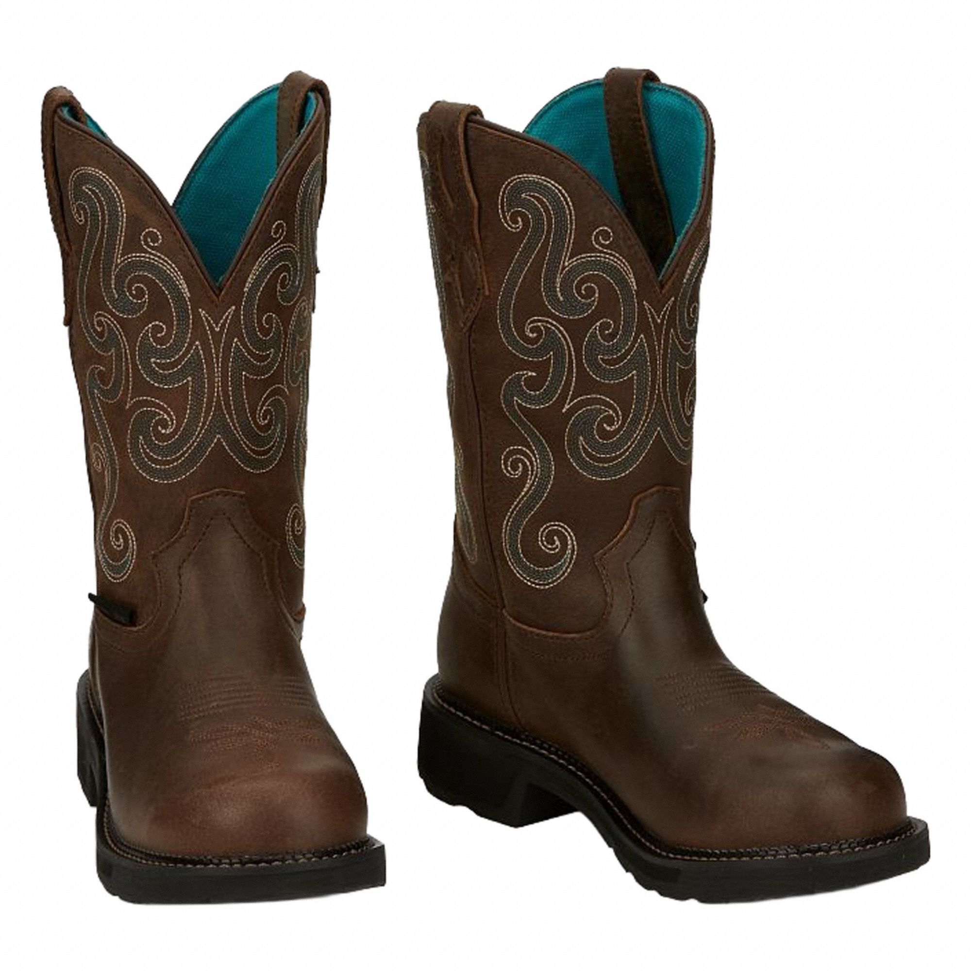 Western Boot: Women's, Size 6, B, Brown, Steel Toe Cap, Removable Insole