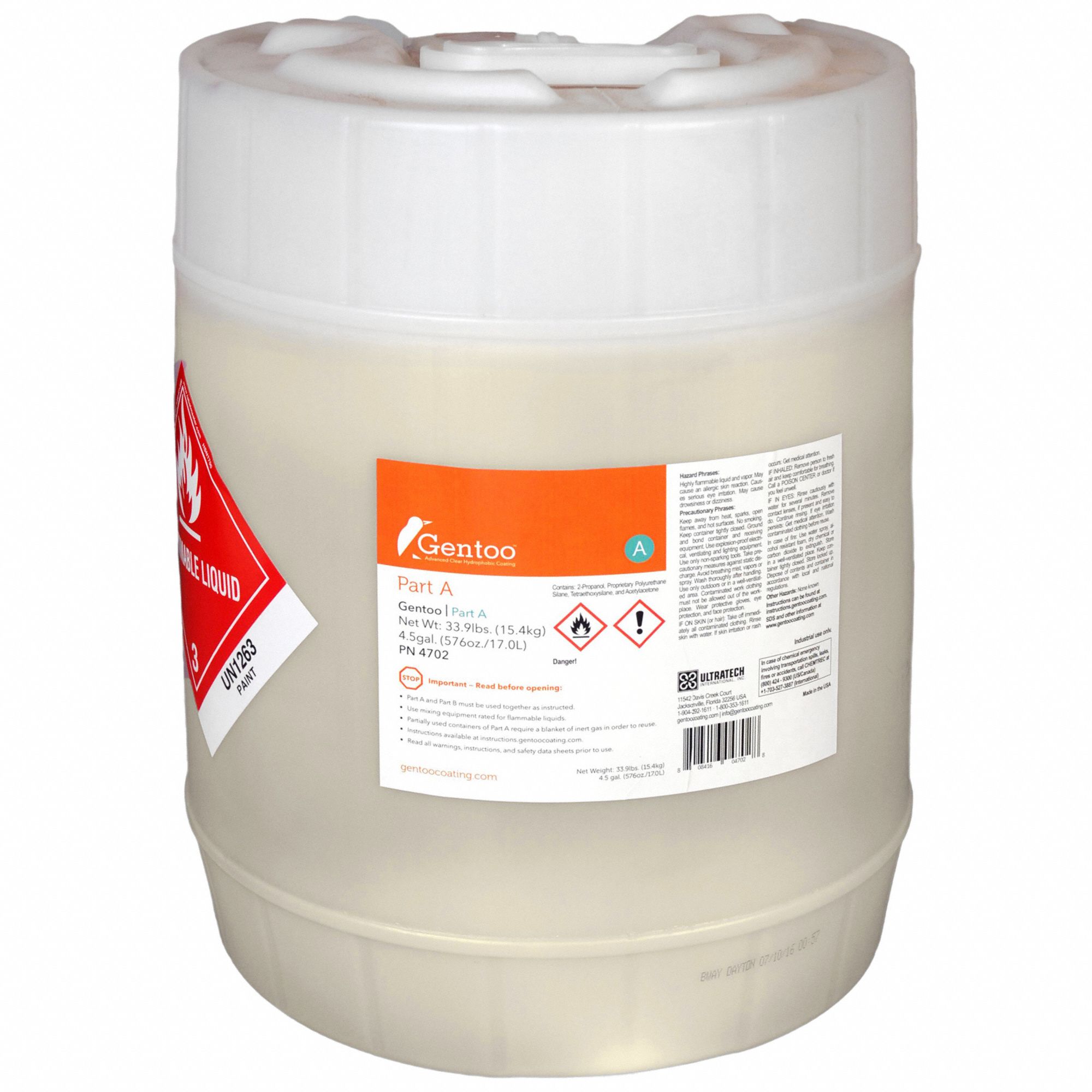 Gentoo 5 Gallon Part A: Dry Lubricant Film, Long, Medium, 4.5 gal Container Size